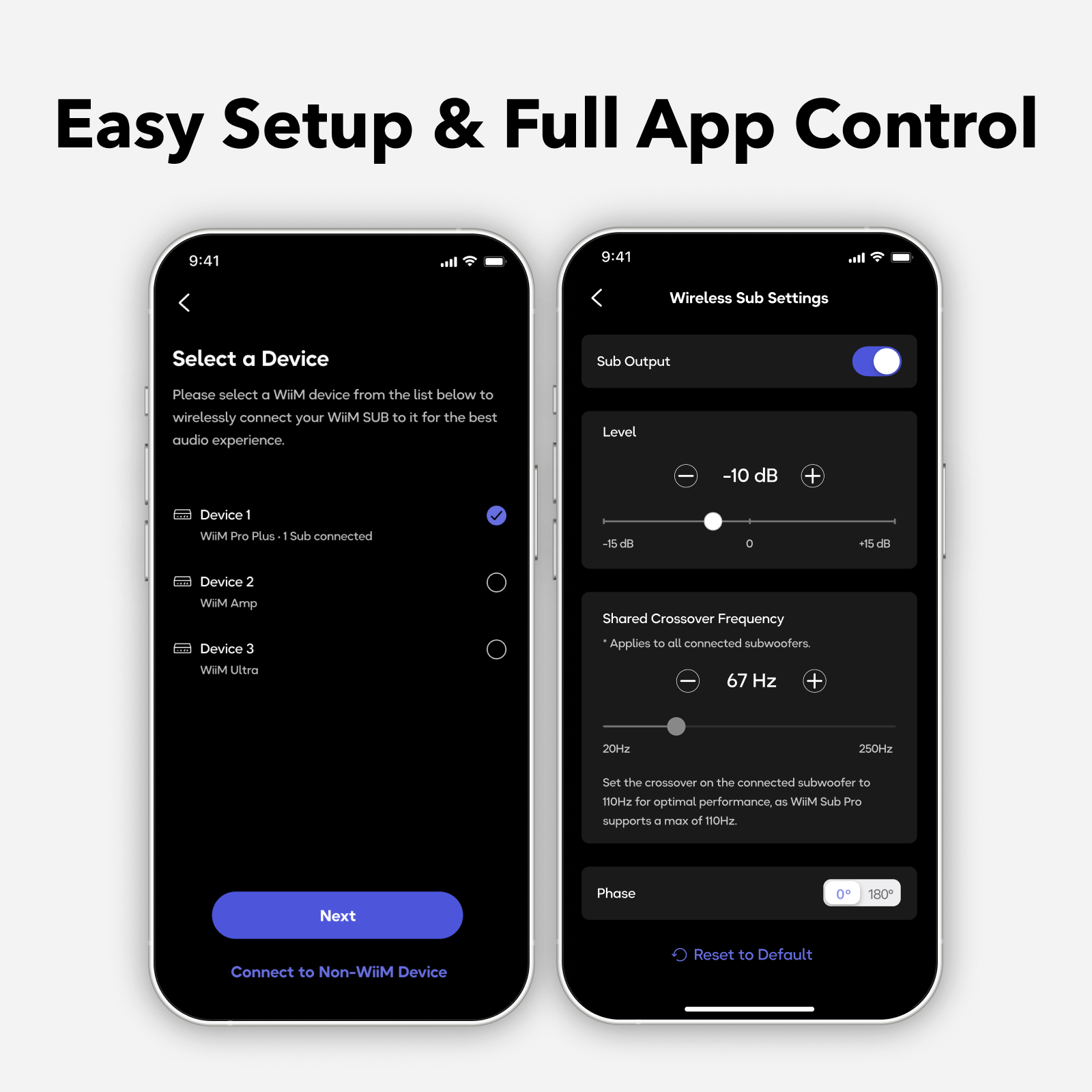 WiiM Sub Pro Wireless Subwoofer, app