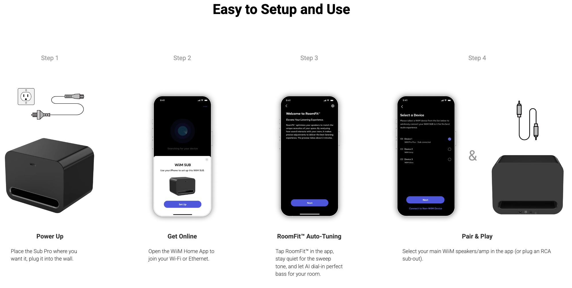 WiiM Sub Pro Wireless Subwoofer, set up guide
