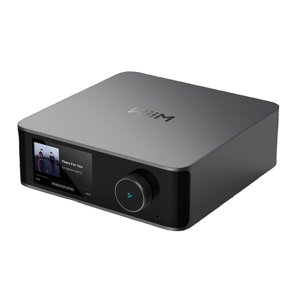 WiiM Ultra Wireless Audio Streamer in space grey, angled