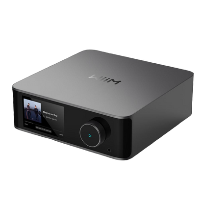 WiiM Ultra Wireless Audio Streamer in space grey, angled