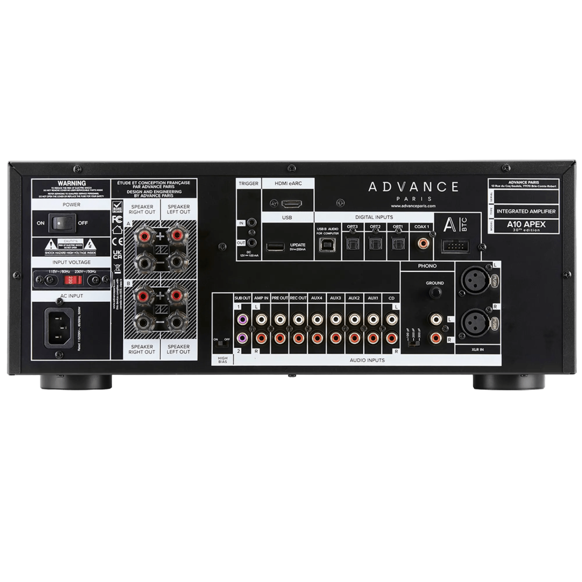 Advance Paris Apex A10 Integrated Amplifier, rear