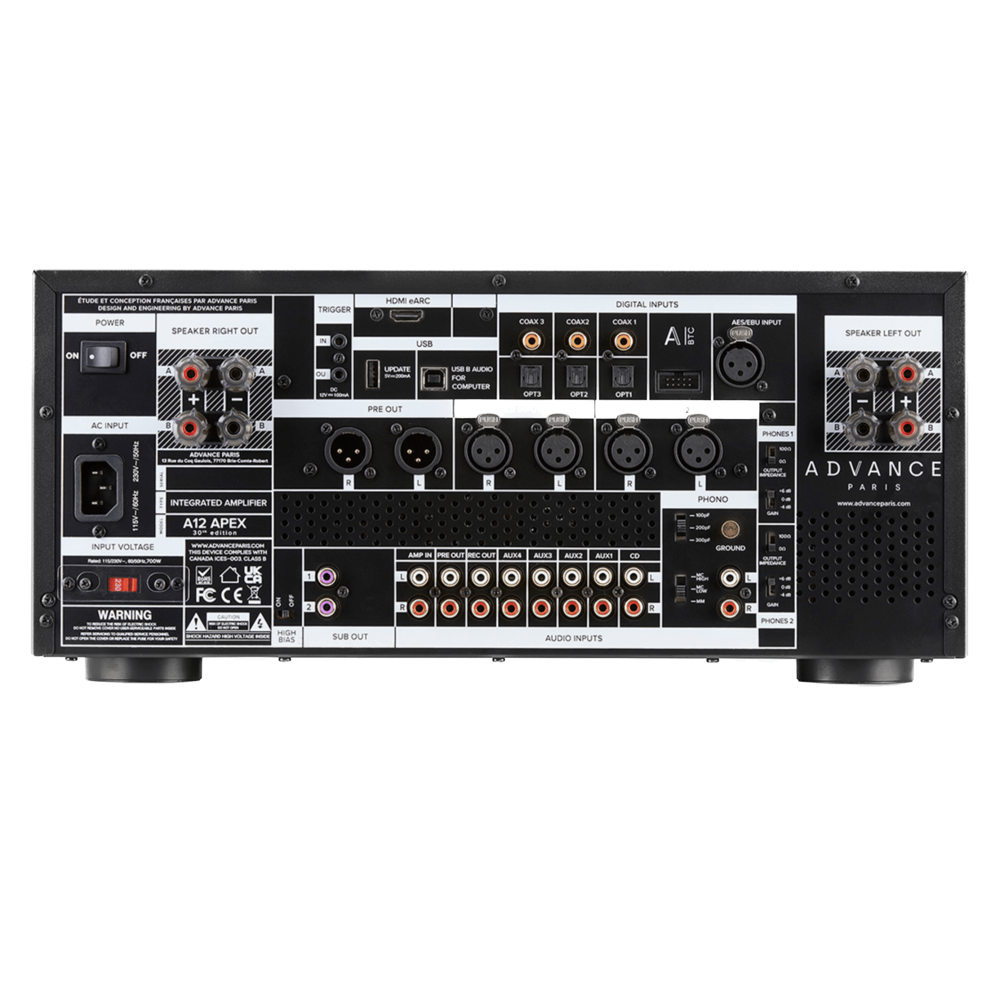Advance Paris Apex A12 Integrated Amplifier, rear