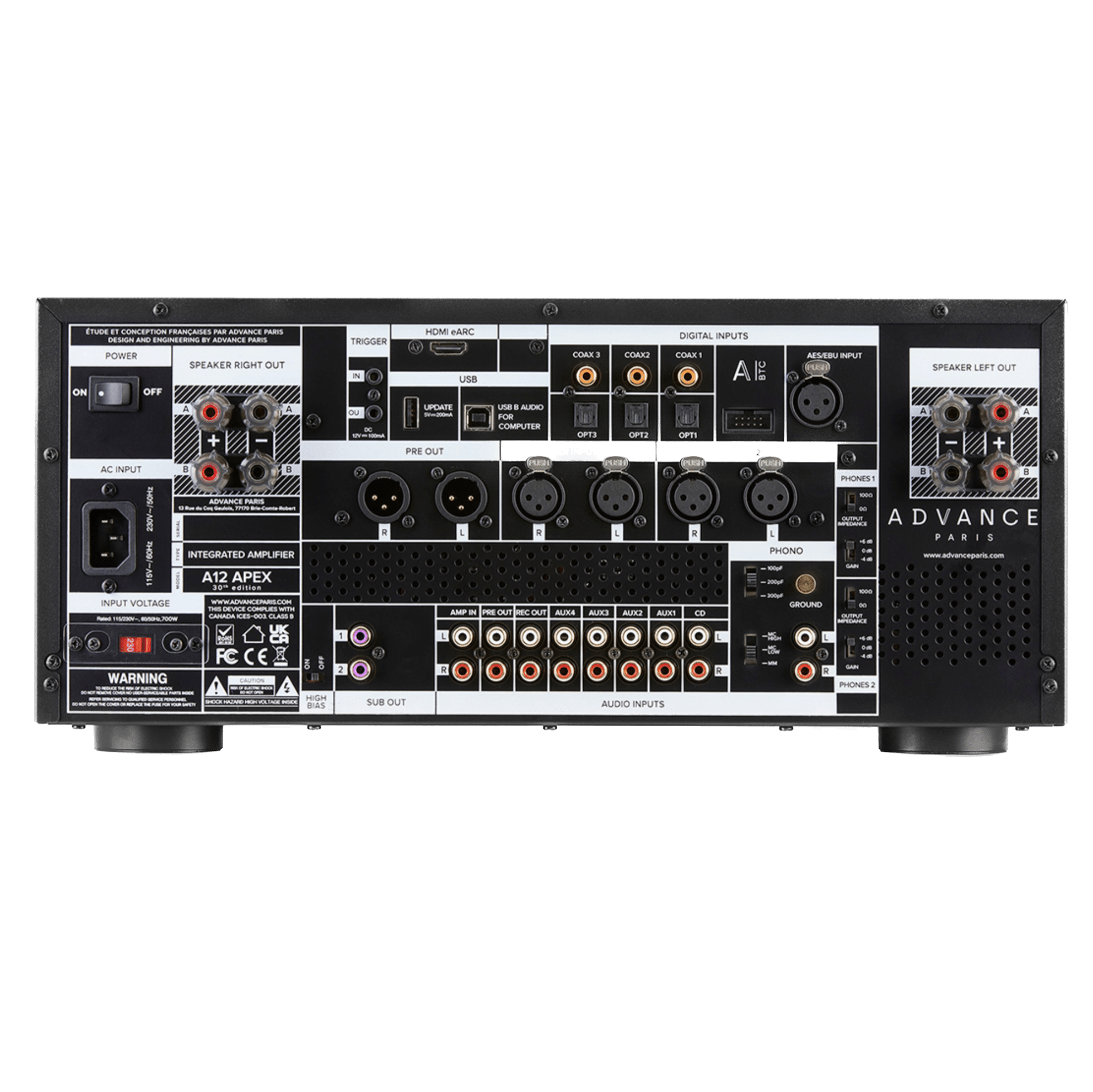 Advance Paris Apex A12 Integrated Amplifier, rear