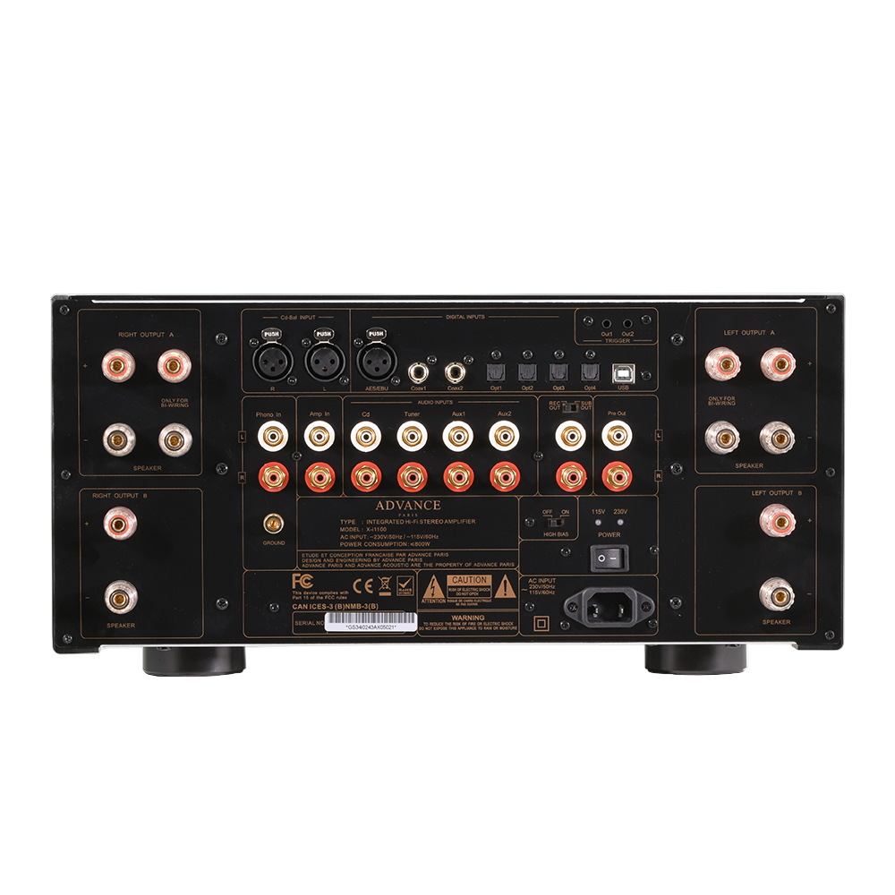 The Advance Paris X-i1100 Integrated Stereo Amplifier is a pinnacle of audio engineering, meticulously designed for a pristine musical listening experience. Rear Image