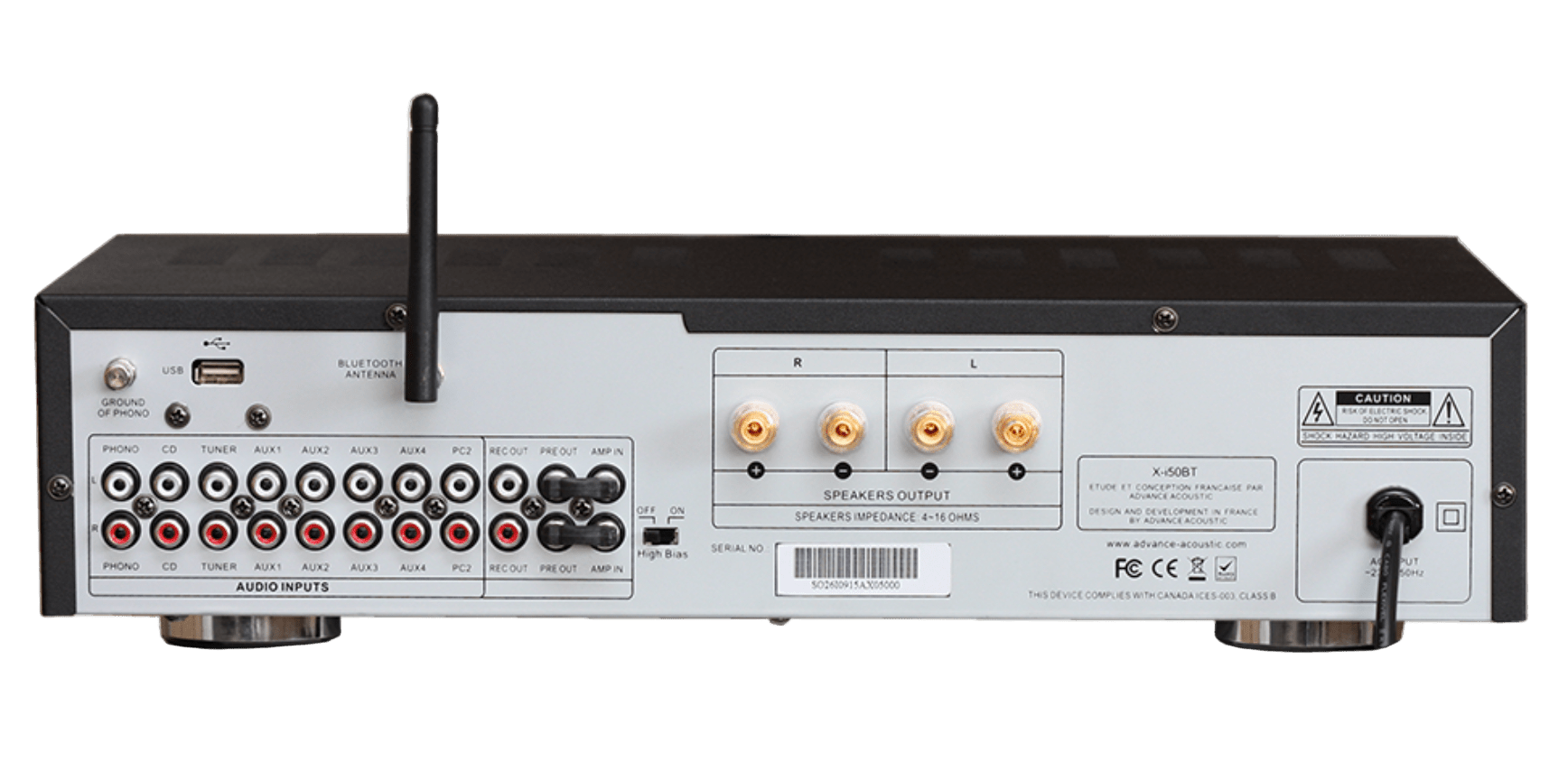 Advance Paris X-i50 BT Stereo Integrated Amplifier, rear of unit