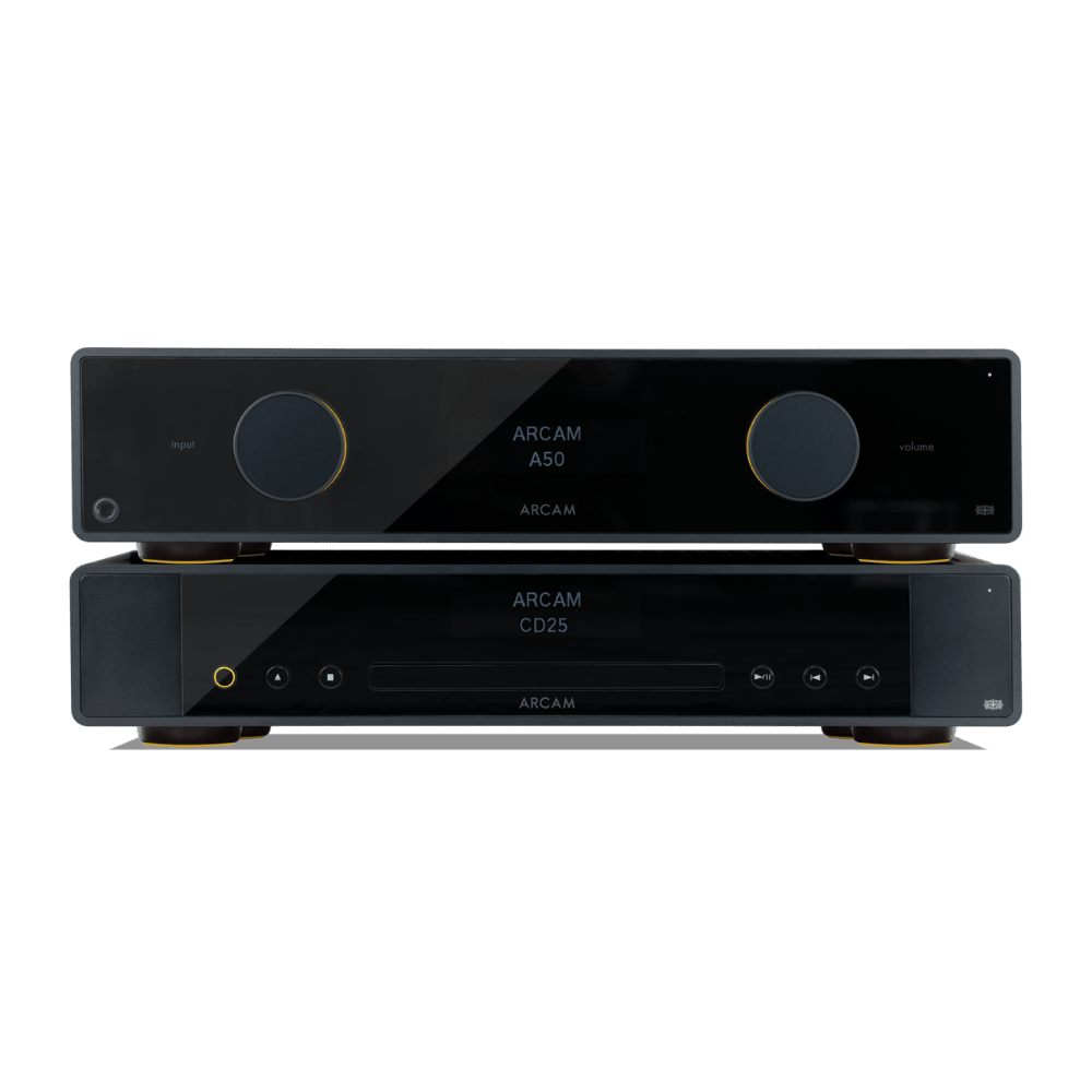 Arcam CD25 CD Player, stacked with Arcam A50 Signature 5th Anniversary Edition Integrated Amplifier