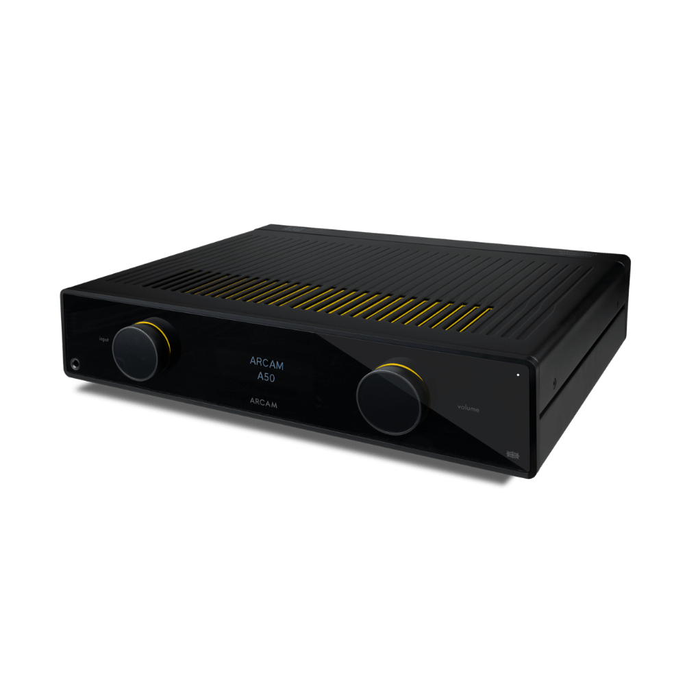Arcam A50 Signature Dual-Mono Class G Integrated Amplifier, angled to the left