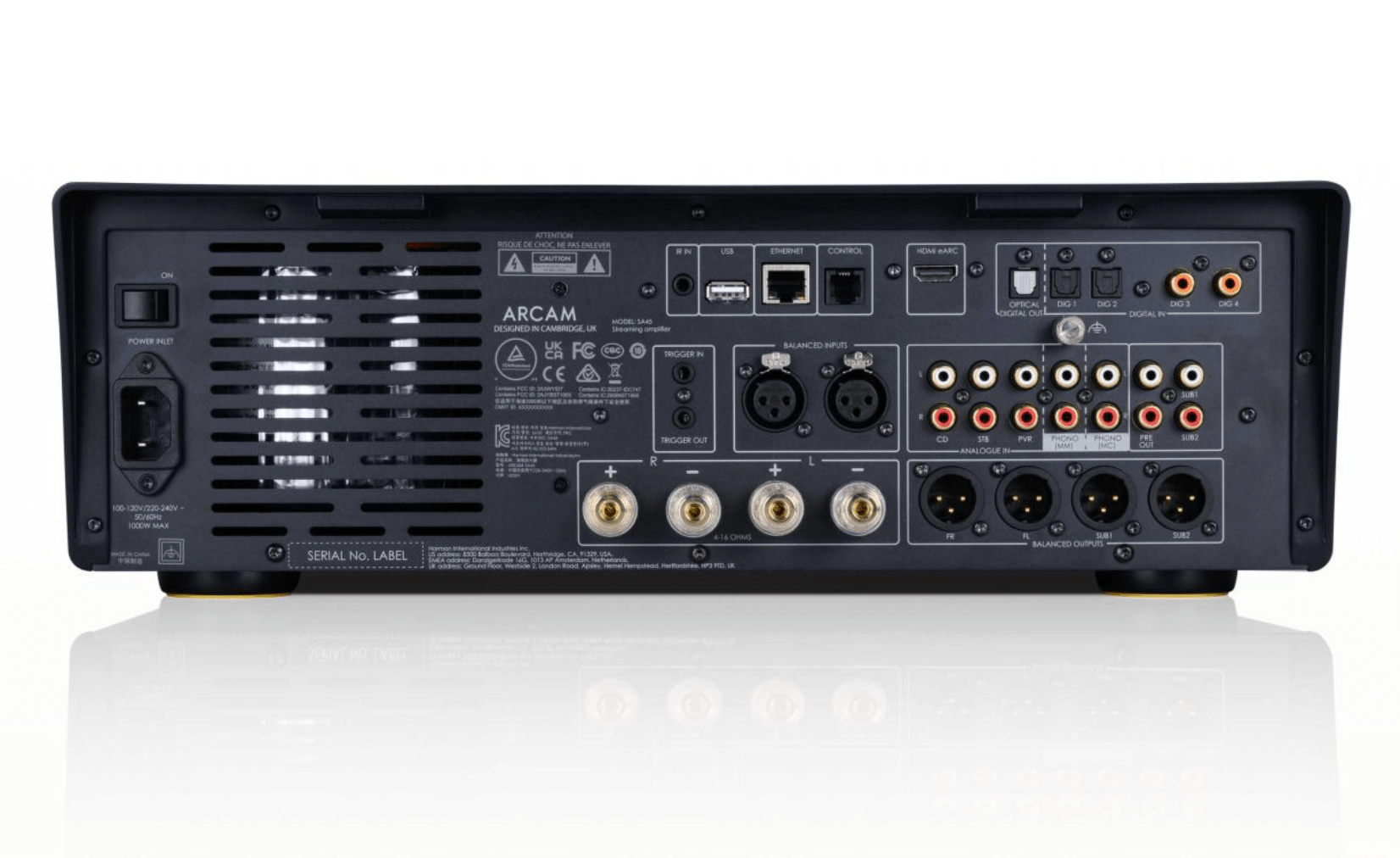Arcam SA45 Streaming Integrated Amplifier, back of unit