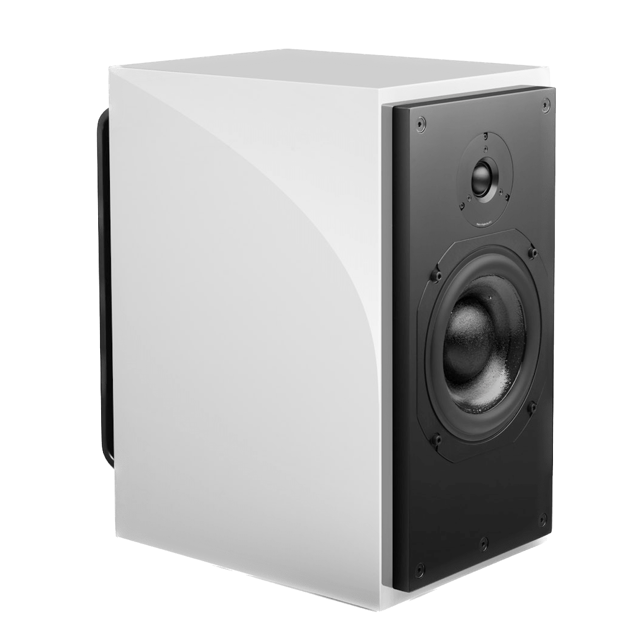 ATC SCM20ASL Active Speakers; individual speaker in Piano White, angled