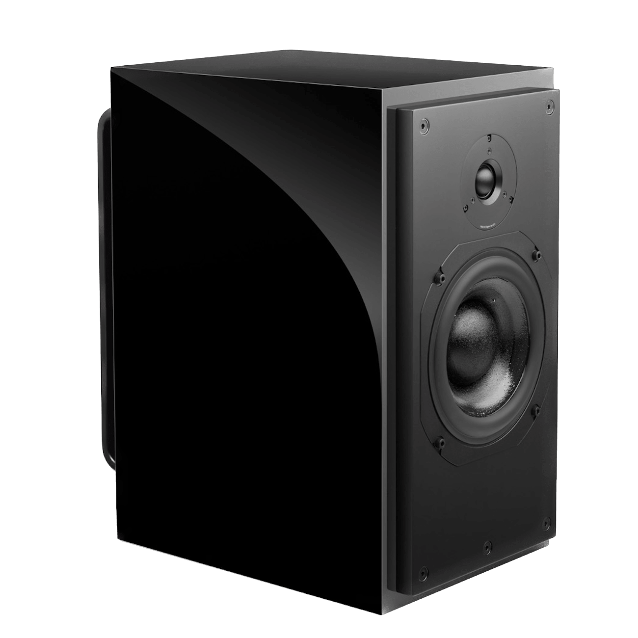 ATC SCM20ASL Active Speakers; individual speaker in Piano Black, angled