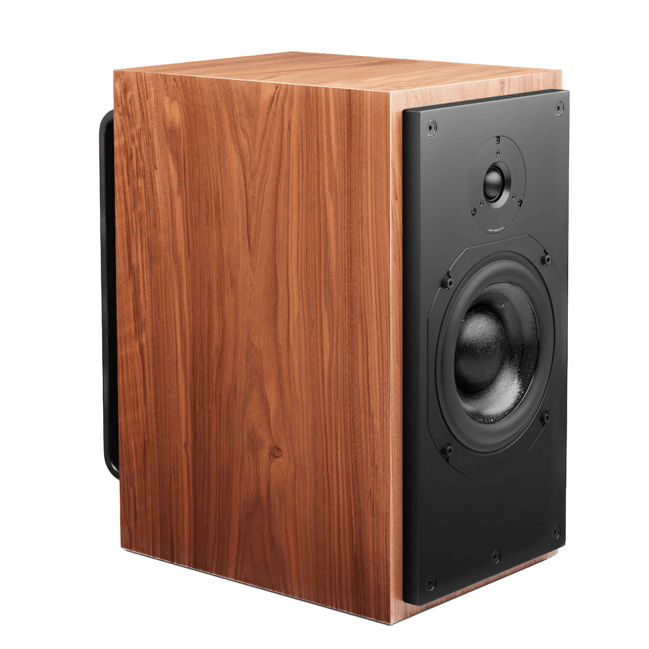 ATC SCM20ASL Active Speakers; individual speaker in European Walnut, angled