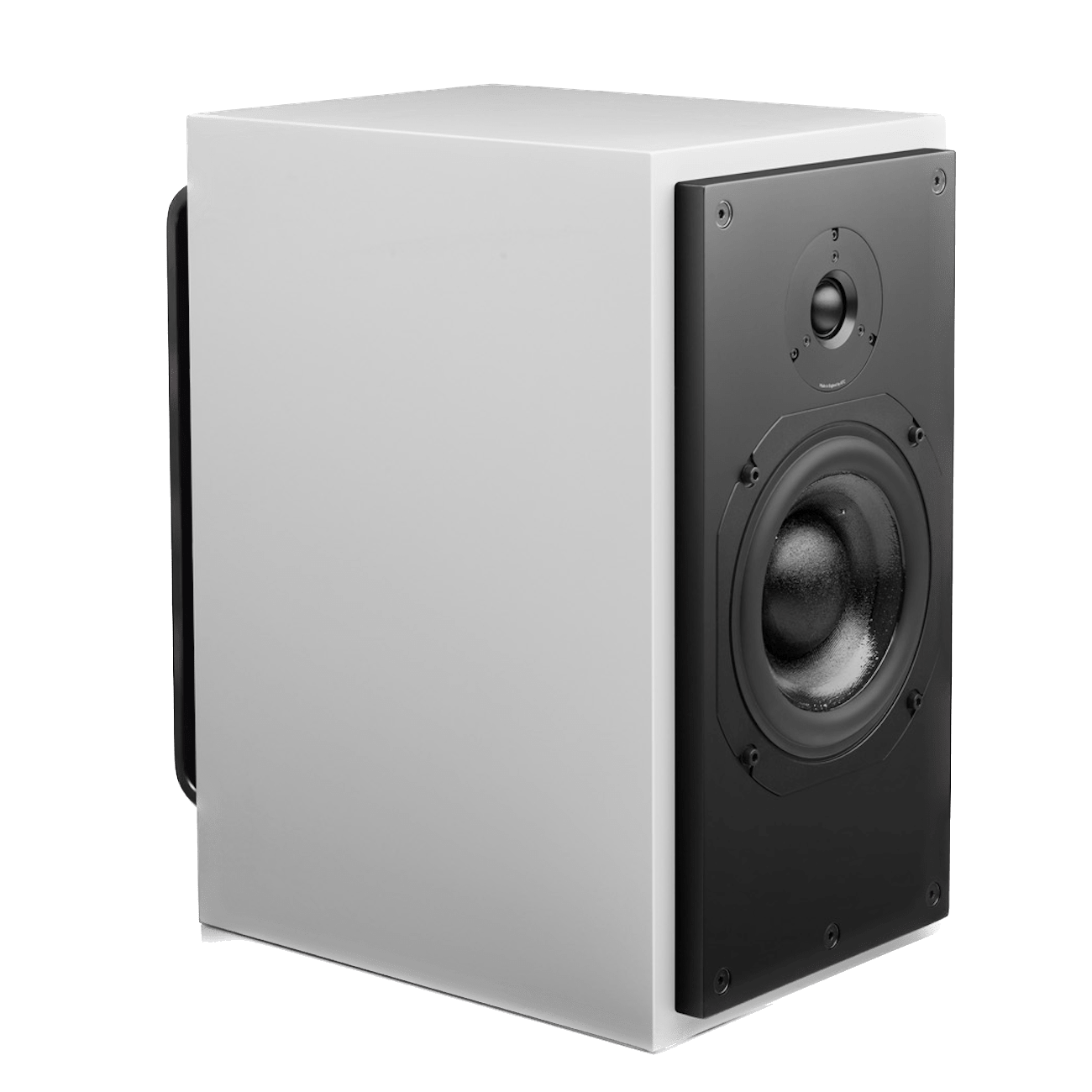 ATC SCM20ASL Active Speakers; individual speaker in Satin White, angled