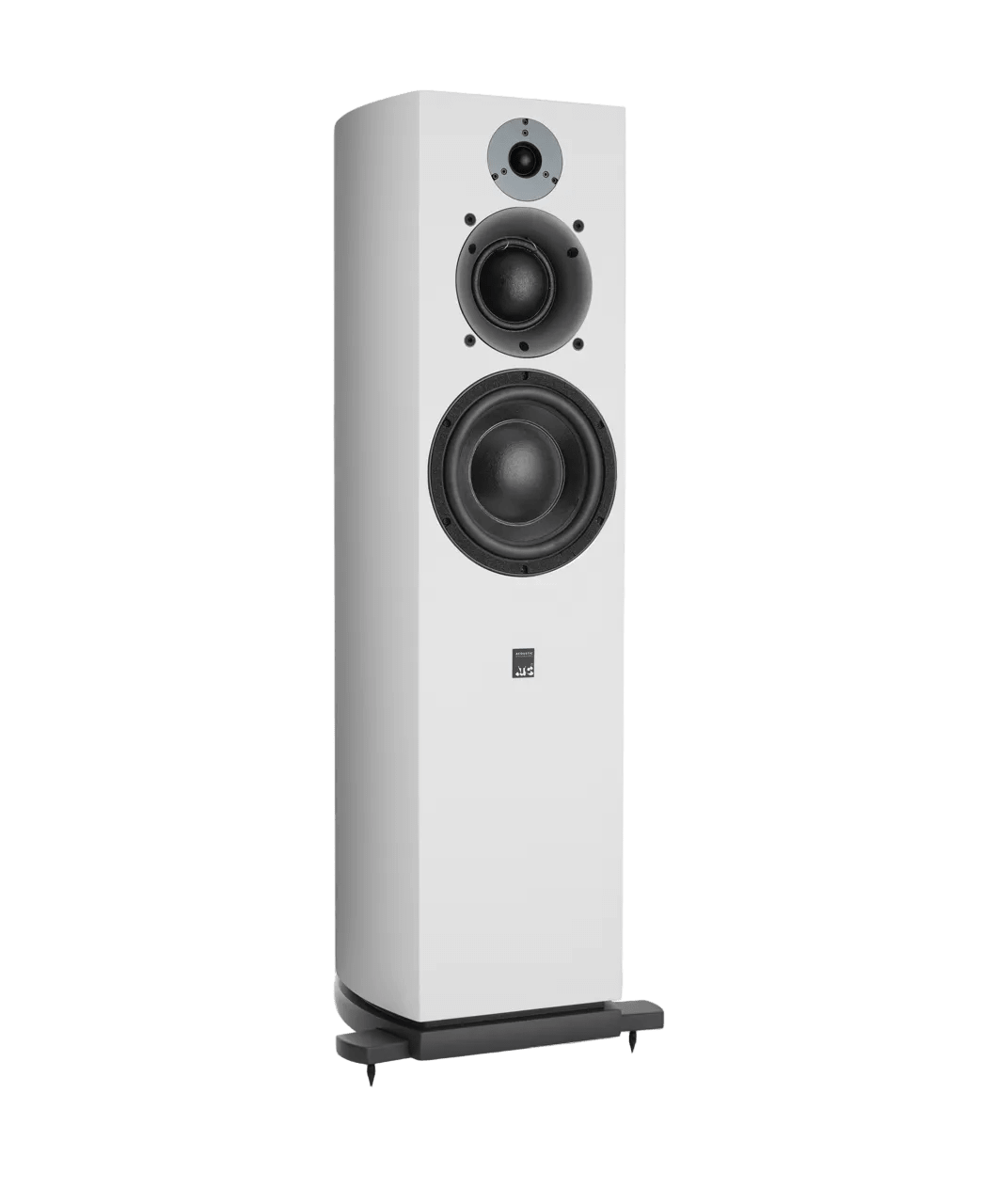 ATC SCM40 Active Loudspeakers; individual Satin White speaker shown on an angle and without grille