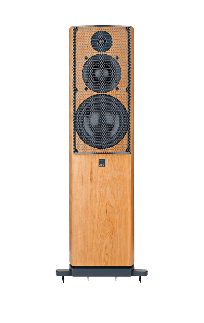 ATC SCM40 Active Loudspeakers; individual Cherry speaker shown, front with grille