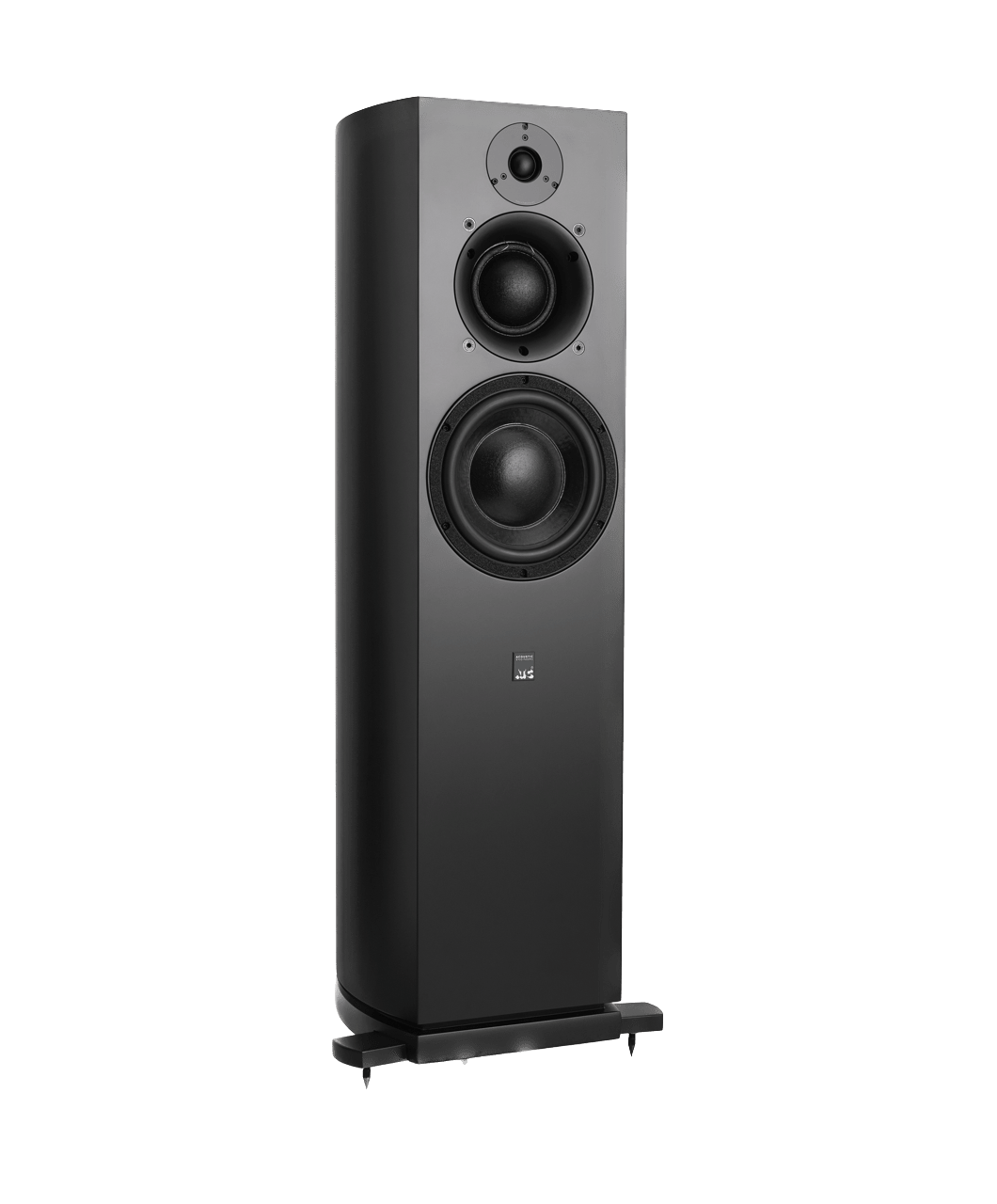 ATC SCM40 Active Loudspeakers; individual Satin Black speaker shown on an angle and without grille