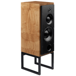 ATC SCM50PSL PassiveSpeakers in Burr Magnolia.  Individual speaker shown on an angle and without grille