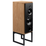 ATC SCM50PSL Passive Speakers in Pippy Oak.  Individual speaker shown on an angle and without grille