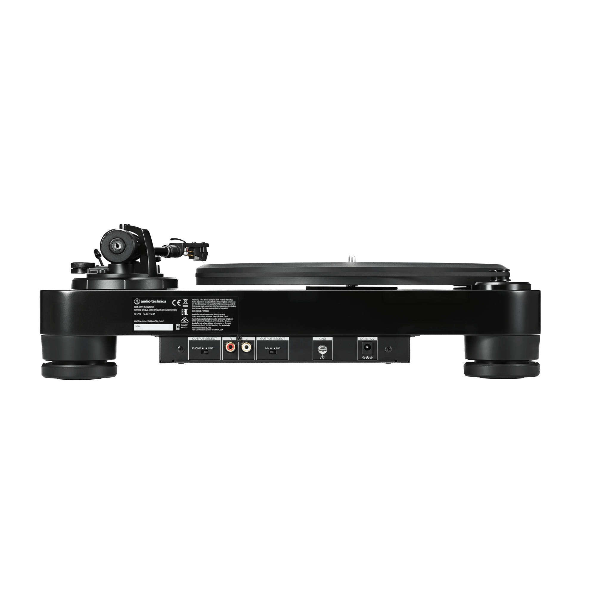 Audio Technica AT-LP7X  Belt Drive Turntable, back of turntable