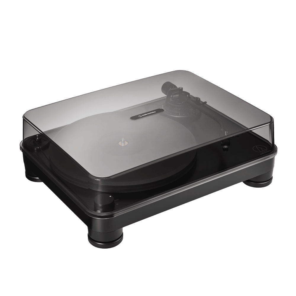 Audio Technica AT-LP7X  Belt Drive Turntable, angled to the right with dustcover