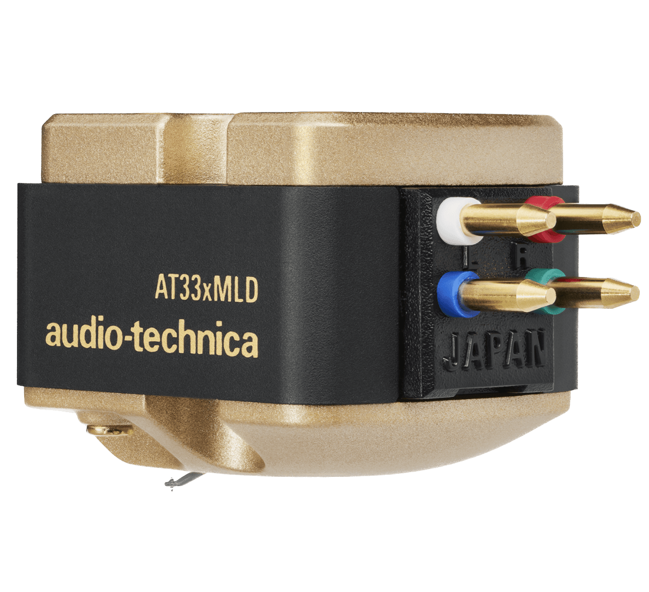 Audio Technica AT33xMLD Dual Moving Coil Stereo Cartridge, plugs shown