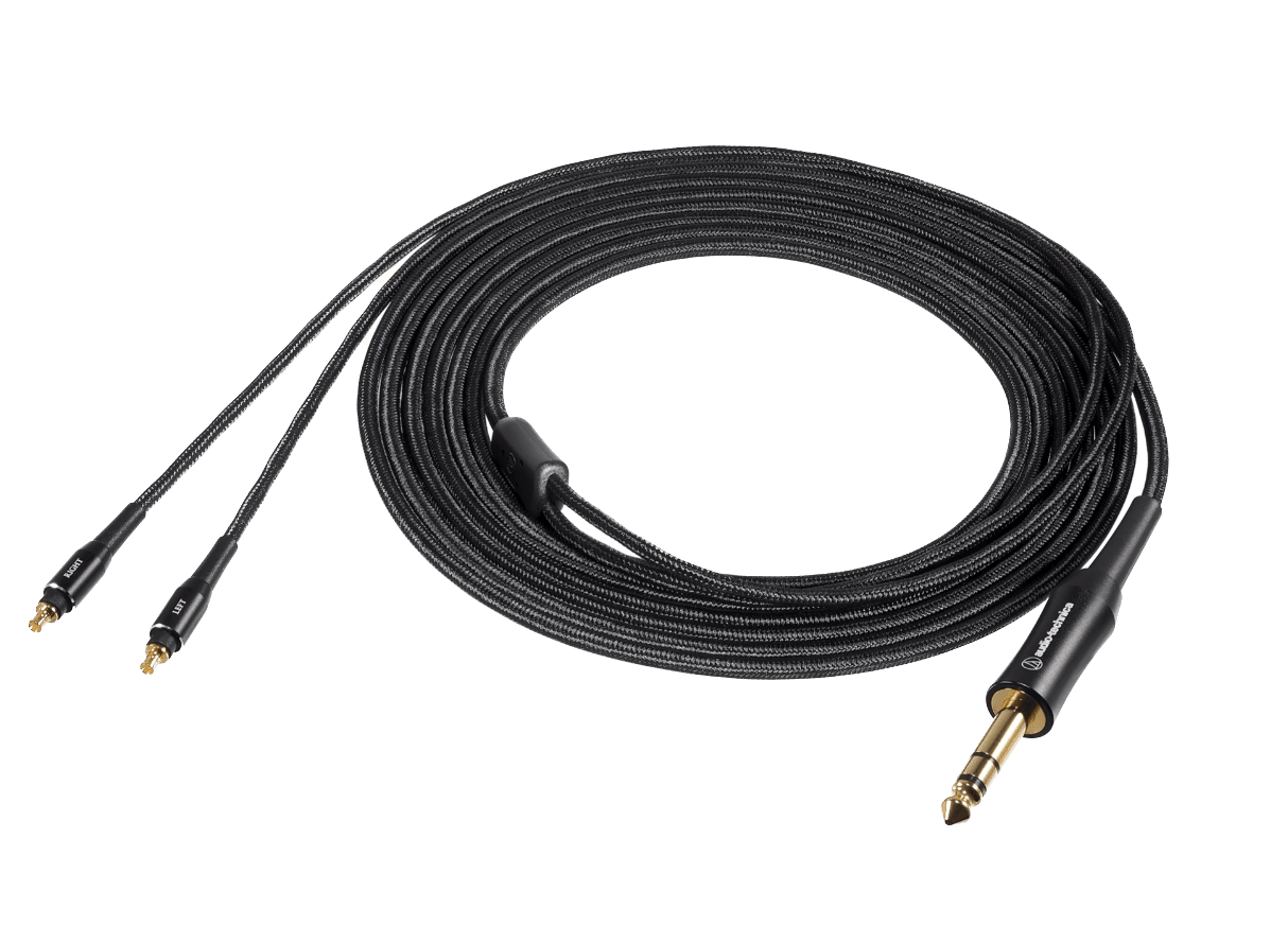 Audio Technica ATH-AWKT Closed-Back Dynamic Wooden Headphones, stereo plug cable shown
