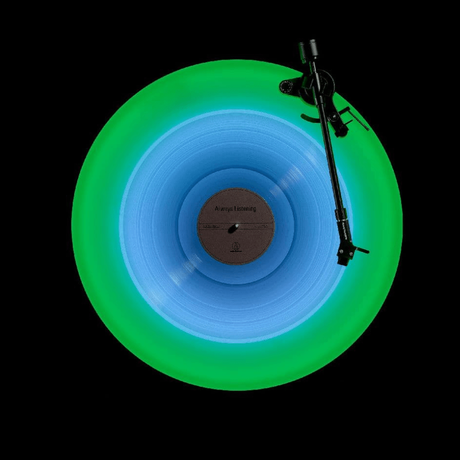 Audio Technica Limited Edition Hotaru Floating Turntable, overhead, in green