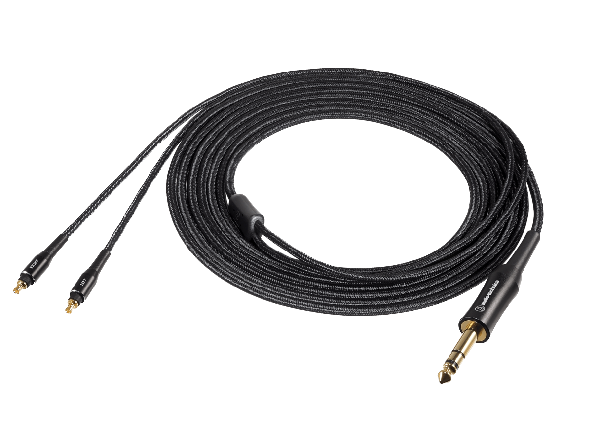 Audio Technica ATH-AWKT Closed-Back Dynamic Wooden Headphones, stereo plug cable shown