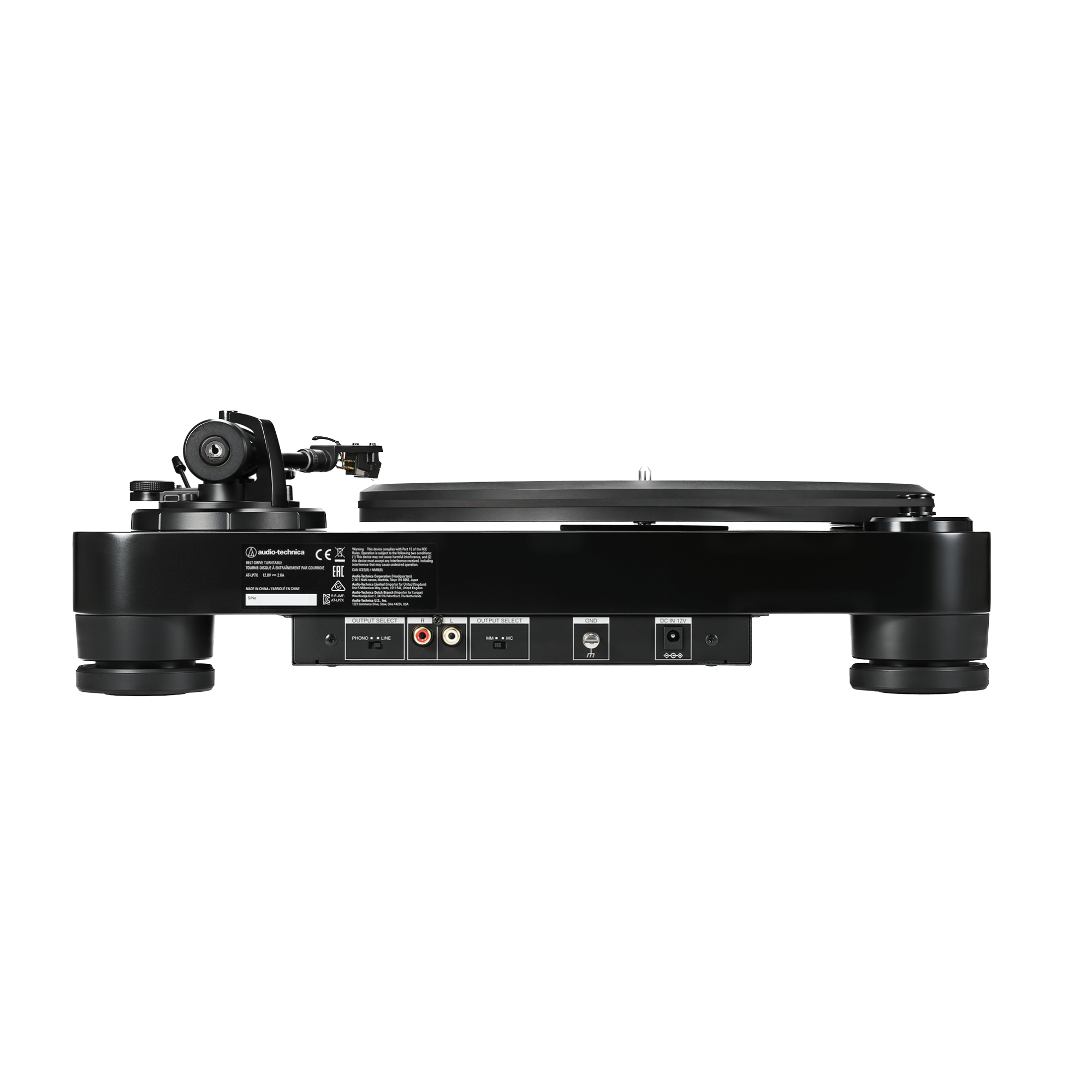 Audio Technica AT-LP7X  Belt Drive Turntable, back of turntable