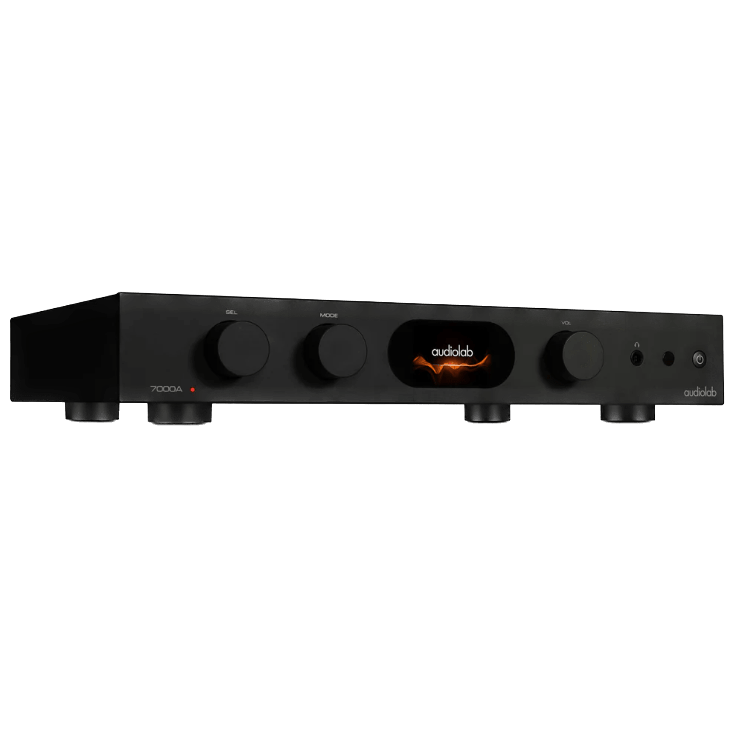 Audiolab 7000A Integrated Amplifier in Black, angled to the right
