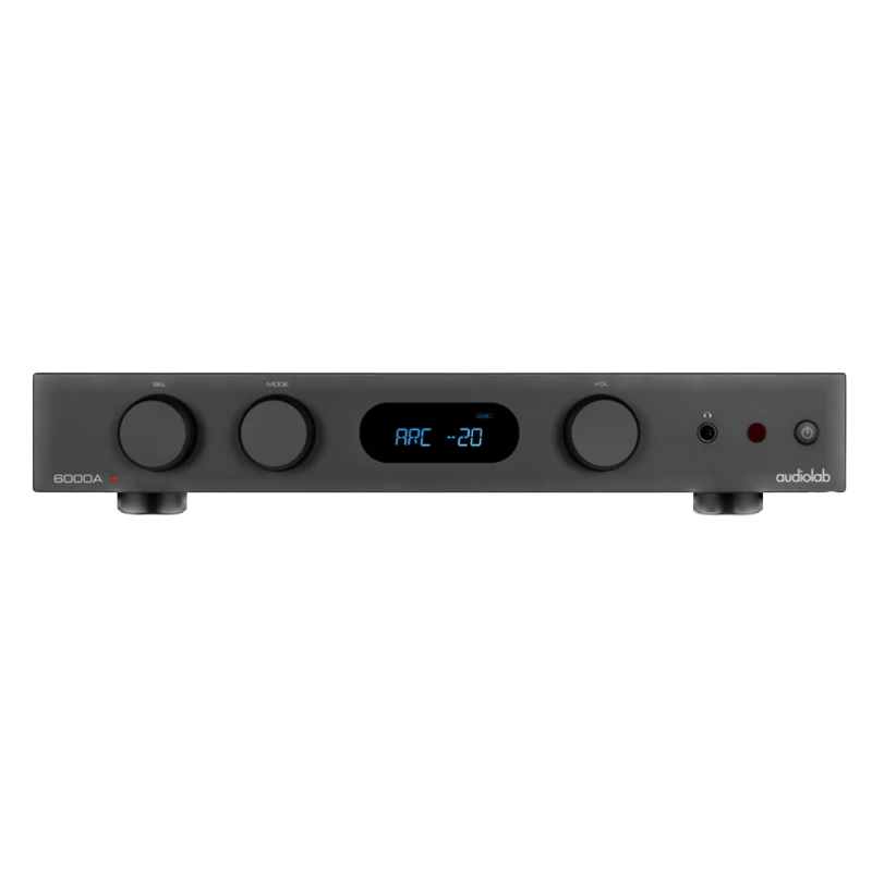 Audiolab 6000A MKII Integrated Amplifier in Black. Front of unit