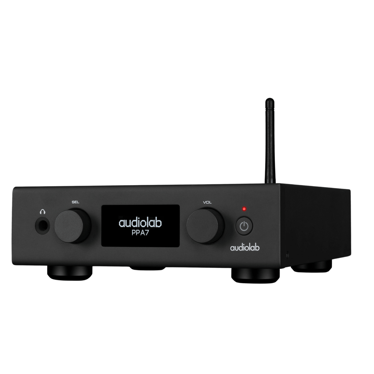 Audiolab PPA7 Phono Preamplifier in black, angled to the left