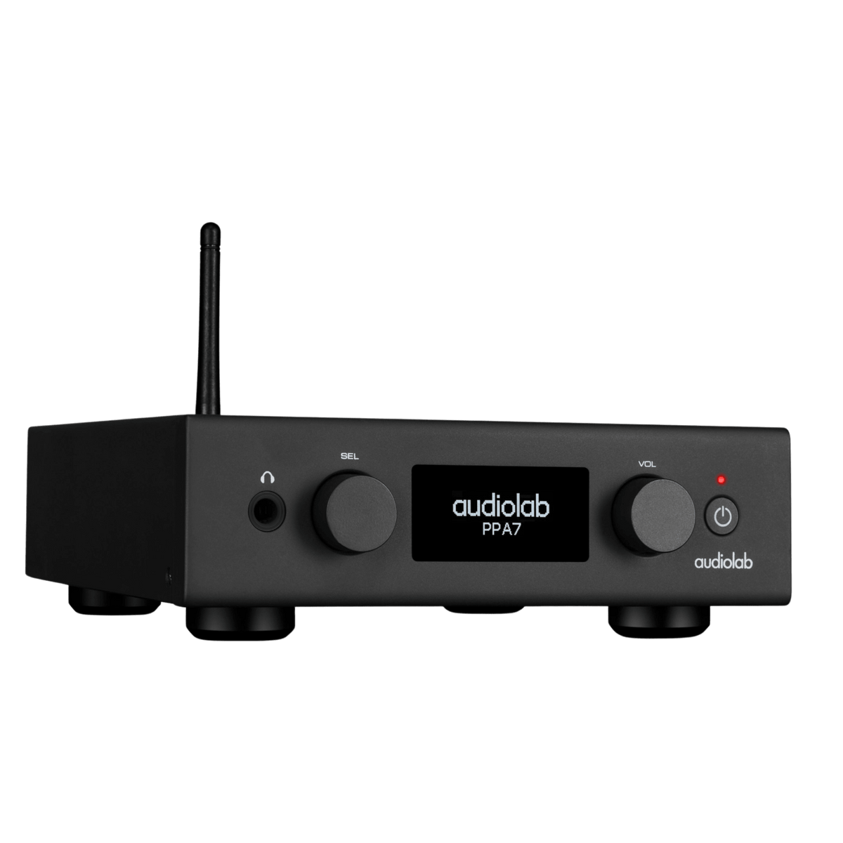 Audiolab PPA7 Phono Preamplifier in black, angled to the right