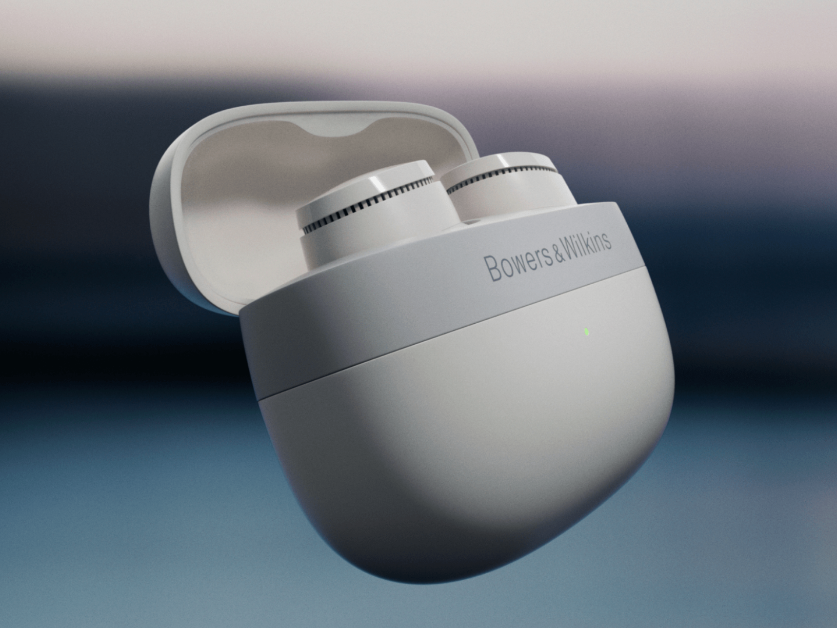 B&W Pi6 Wireless Earbuds in Cloud Grey, in charging case