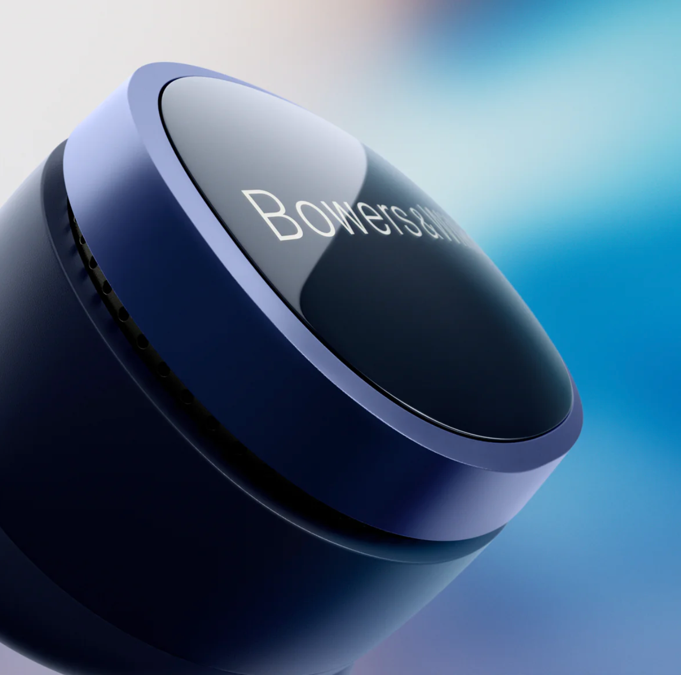 B&W Pi8 Wireless Earbuds in Midnight Blue , individual closeup