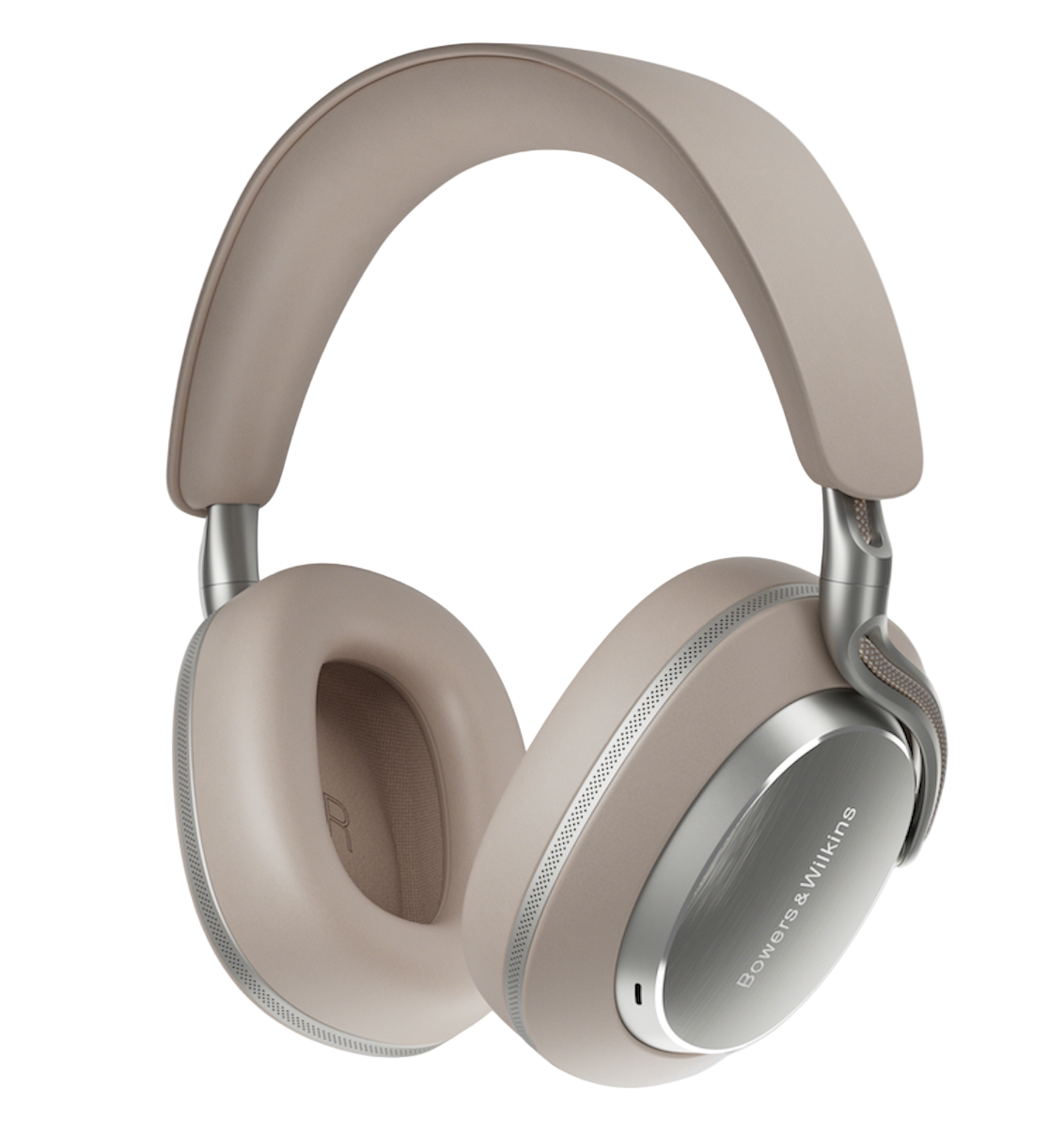 Bowers and Wilkins Px8 S2 Noise Cancelling Headphones in Warm Stone, right cup shown