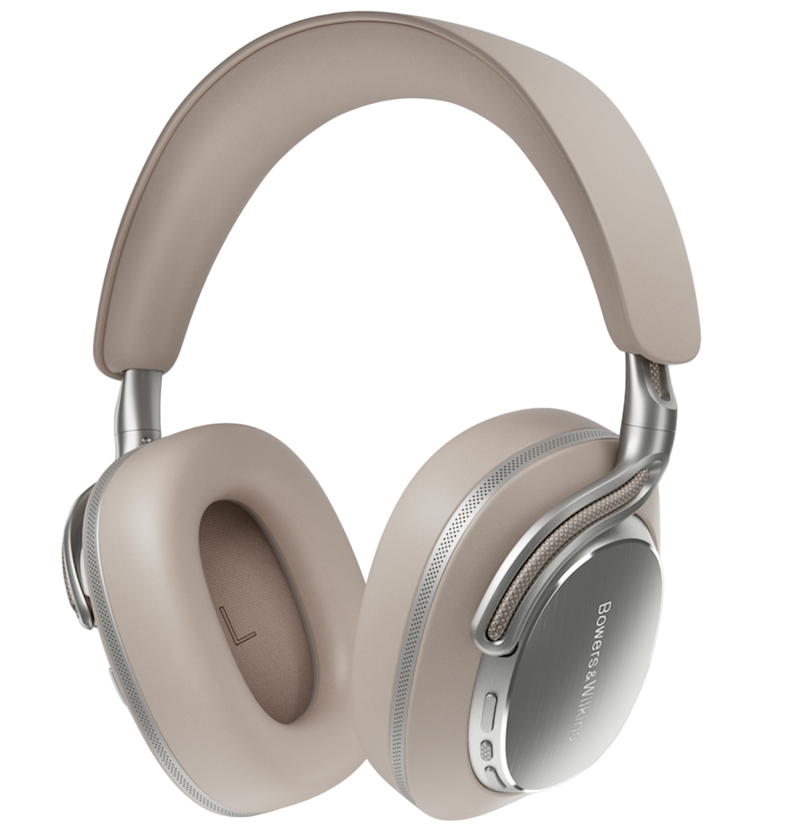 Bowers and Wilkins Px8 S2 Noise Cancelling Headphones in Warm Stone, left cup shown