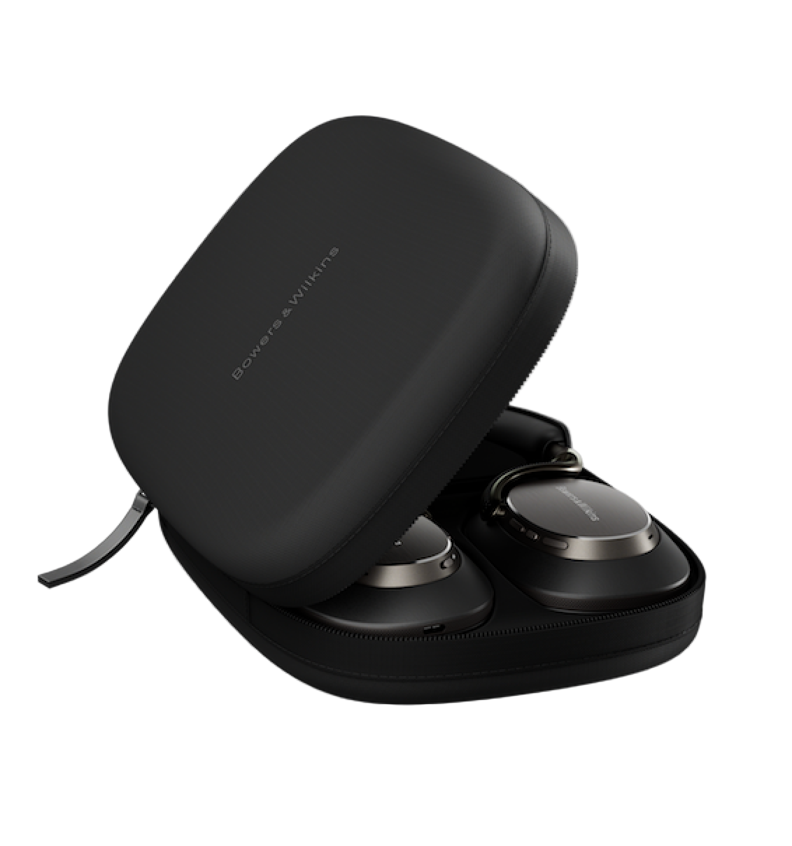 Bowers and Wilkins Px8 S2 Noise Cancelling Headphones in Onyx Black in their carry case