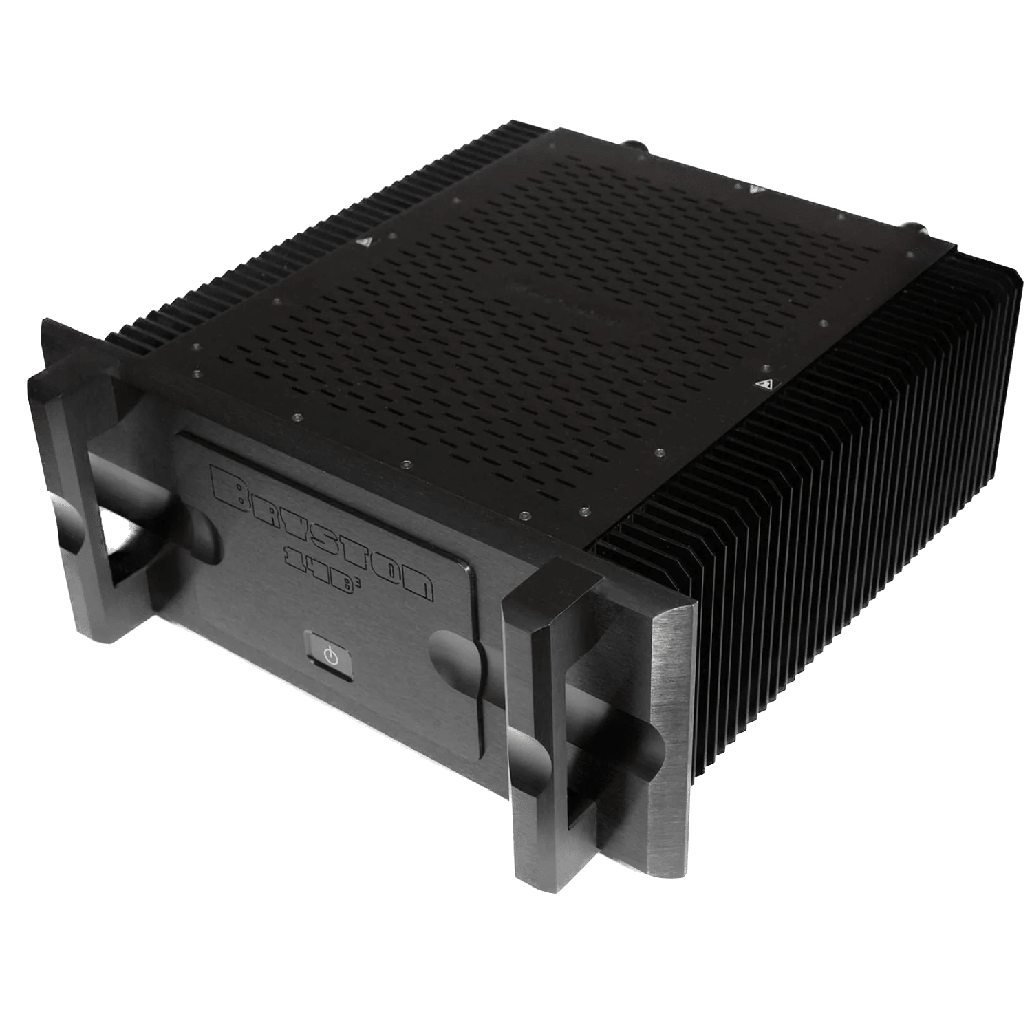 Bryston 14B Cubed Dual-Mono Amplifier with 19 inch Faceplate in Black, angled