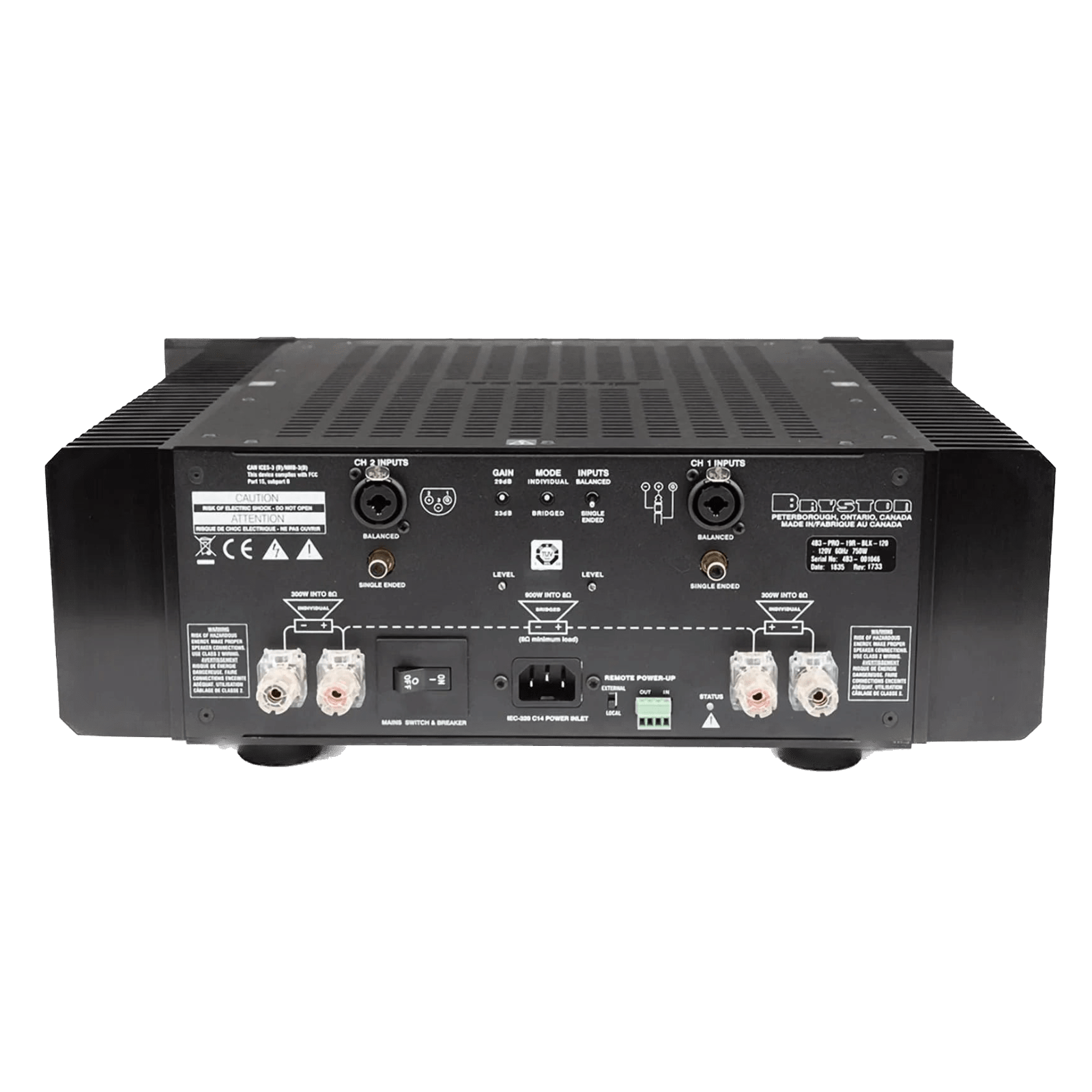 Bryston 4B Cubed Dual-Mono Amplifier, rear view