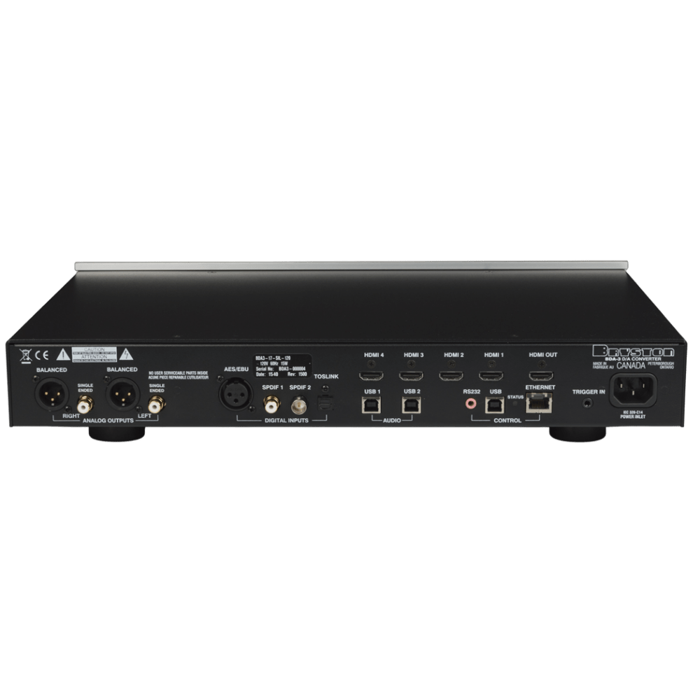 Bryston BDA-3 Digital to Analogue Converter, rear of unit