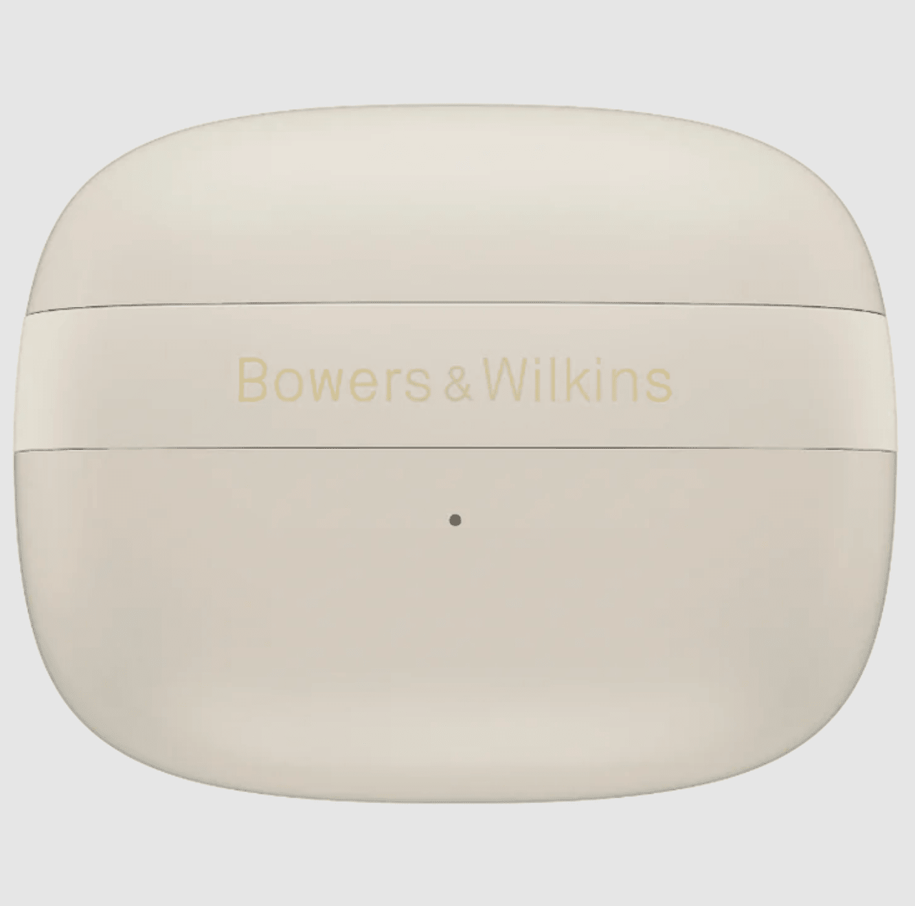 B&W Pi8 Wireless Earbuds in Dove White, charging case 