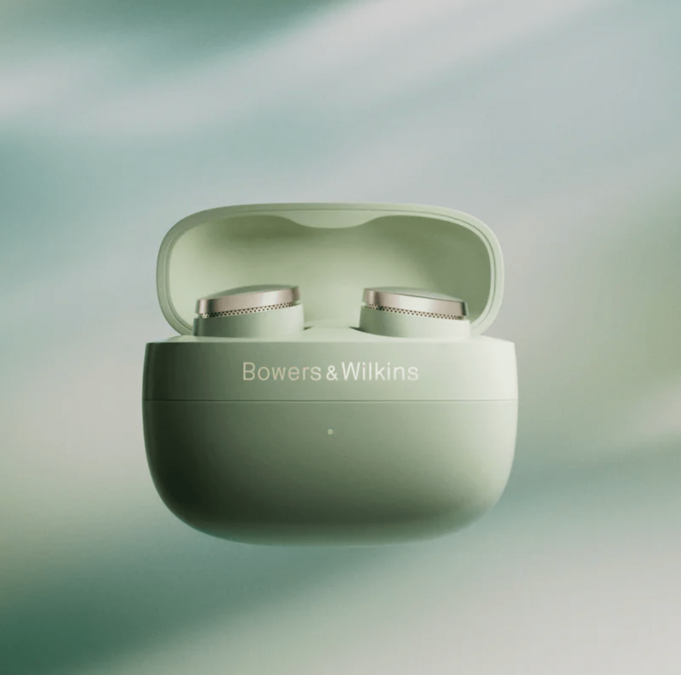 B&W Pi8 Wireless Earbuds in Jade Green in smart case
