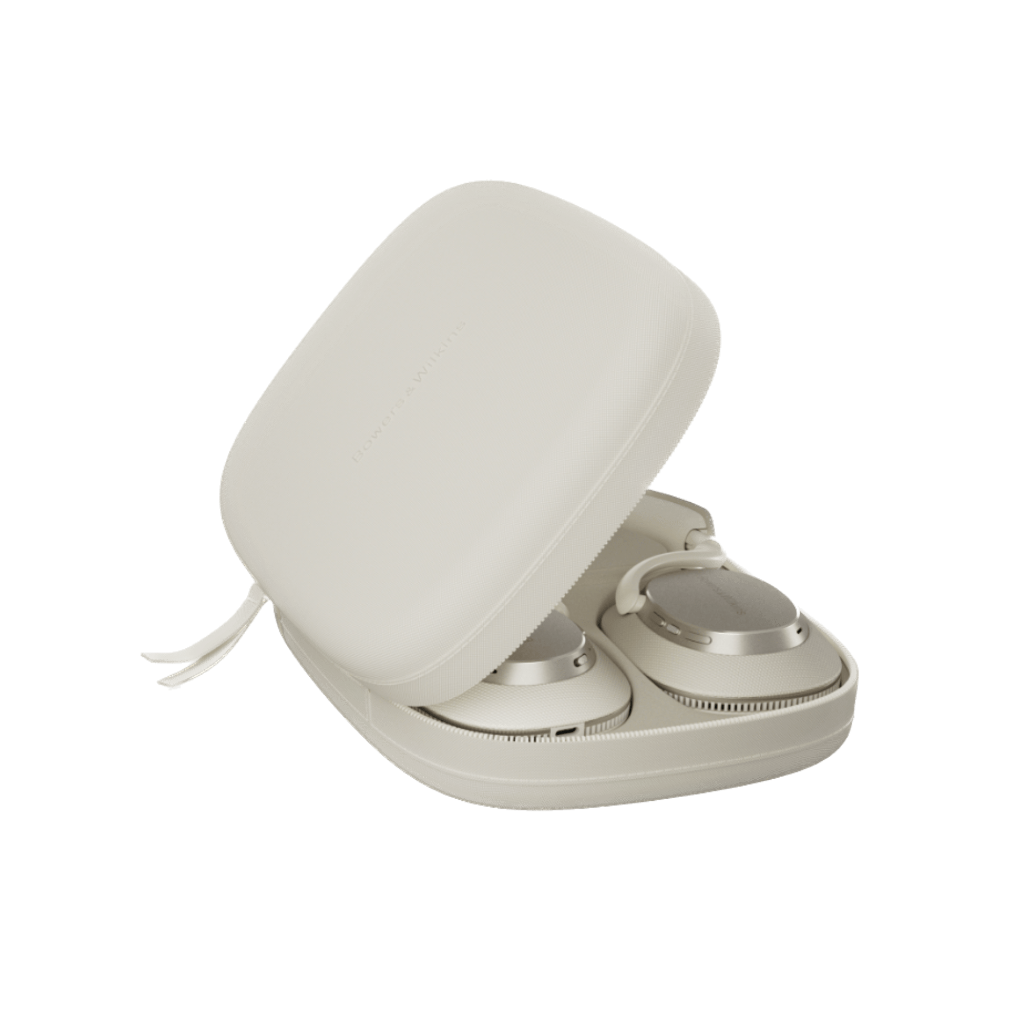 B&W Px7 S3 Noise Cancelling Headphones in Canvas White, in their case