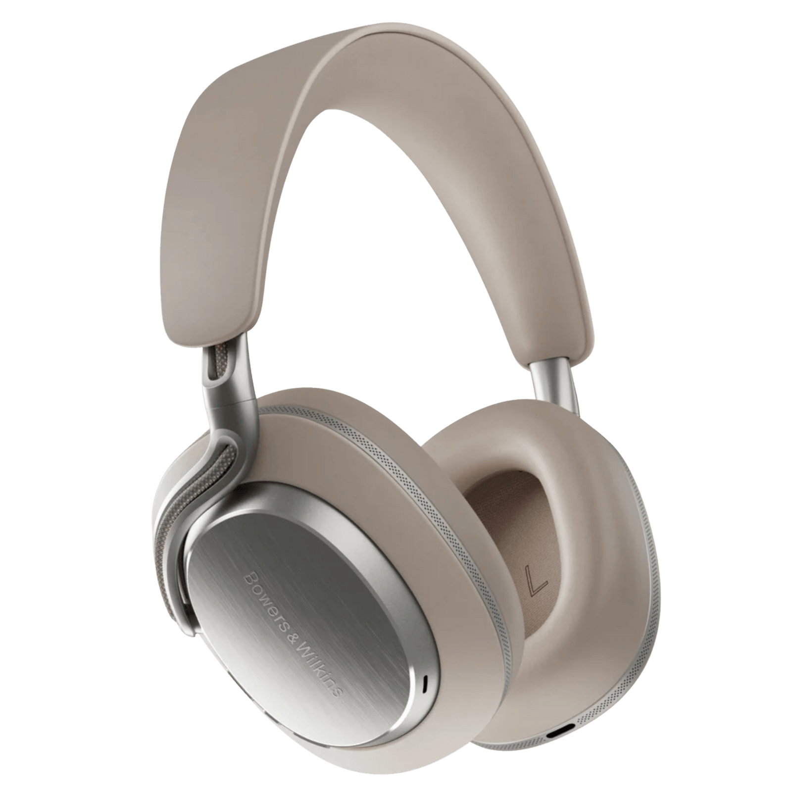 Bowers and Wilkins Px8 S2 Noise Cancelling Headphones in Warm Stone, angled view