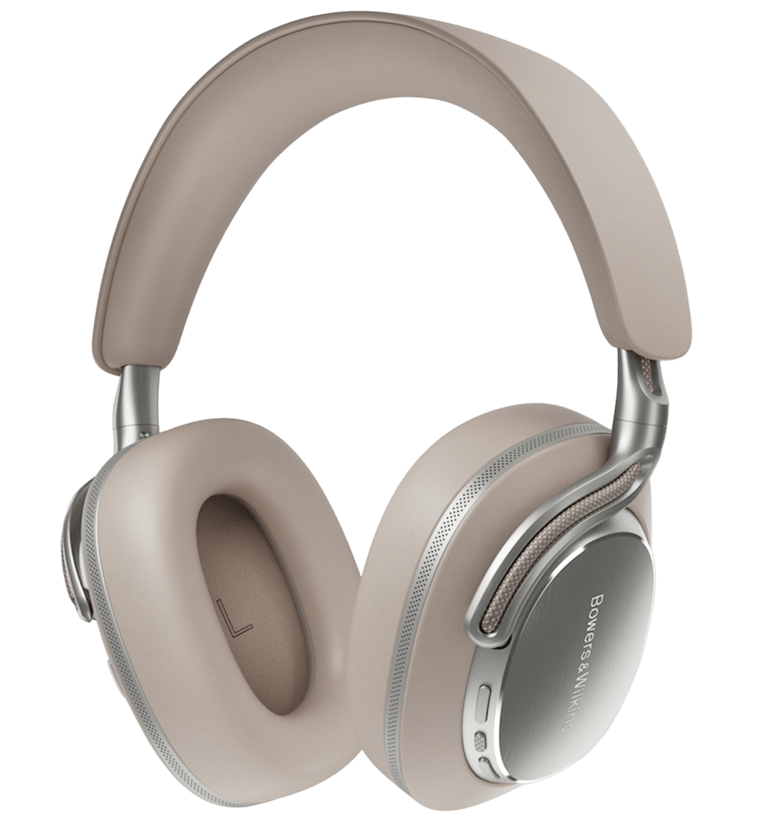 Bowers and Wilkins Px8 S2 Noise Cancelling Headphones in Warm Stone, left cup shown
