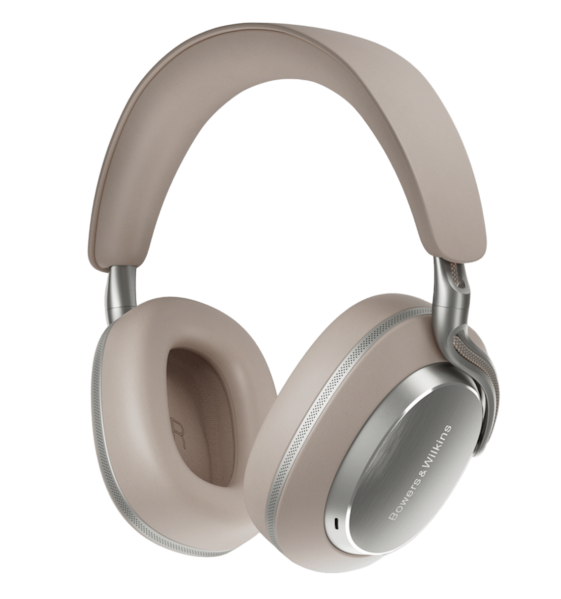 Bowers and Wilkins Px8 S2 Noise Cancelling Headphones in Warm Stone, right cup shown