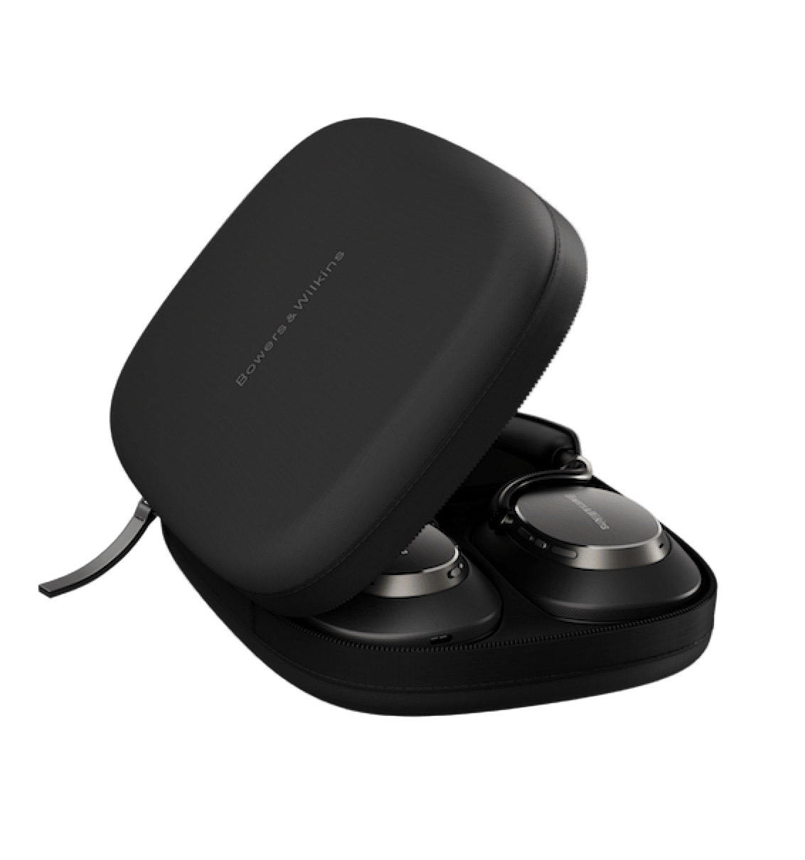 Bowers and Wilkins Px8 S2 Noise Cancelling Headphones in Onyx Black in their carry case