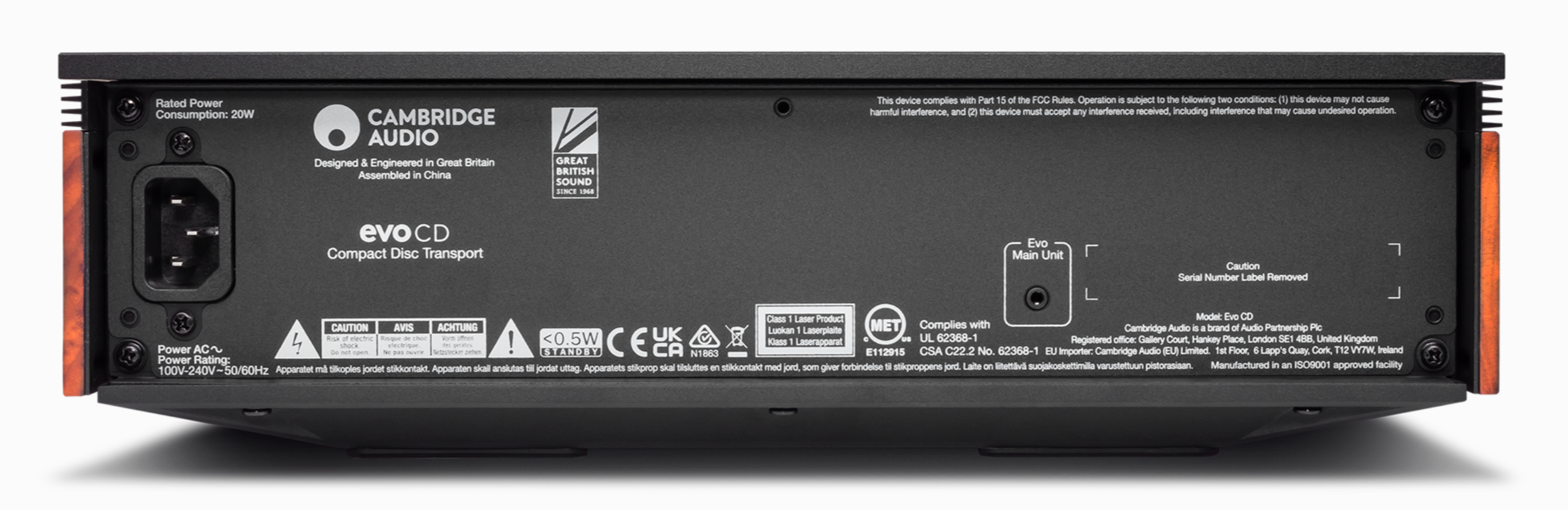 Cambridge Audio EVO CD Transport. Rear image.