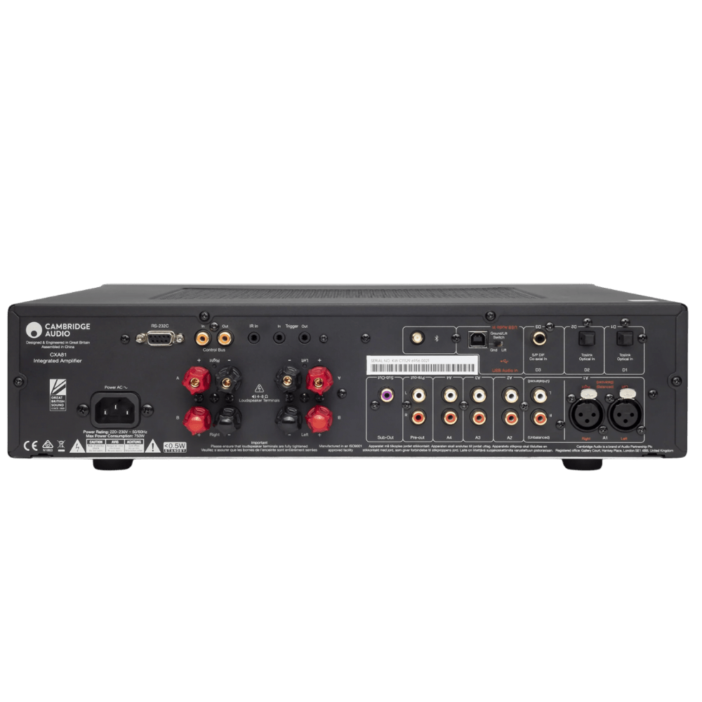 Cambridge Audio CXA81 Mk II Integrated Stereo Amplifier in Luna Grey.  Back image