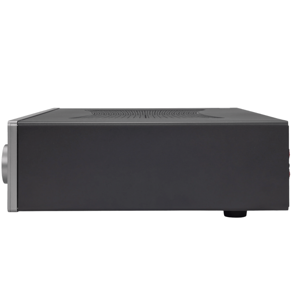 Cambridge Audio CXA81 Mk II Integrated Stereo Amplifier in Luna Grey.  Left profile